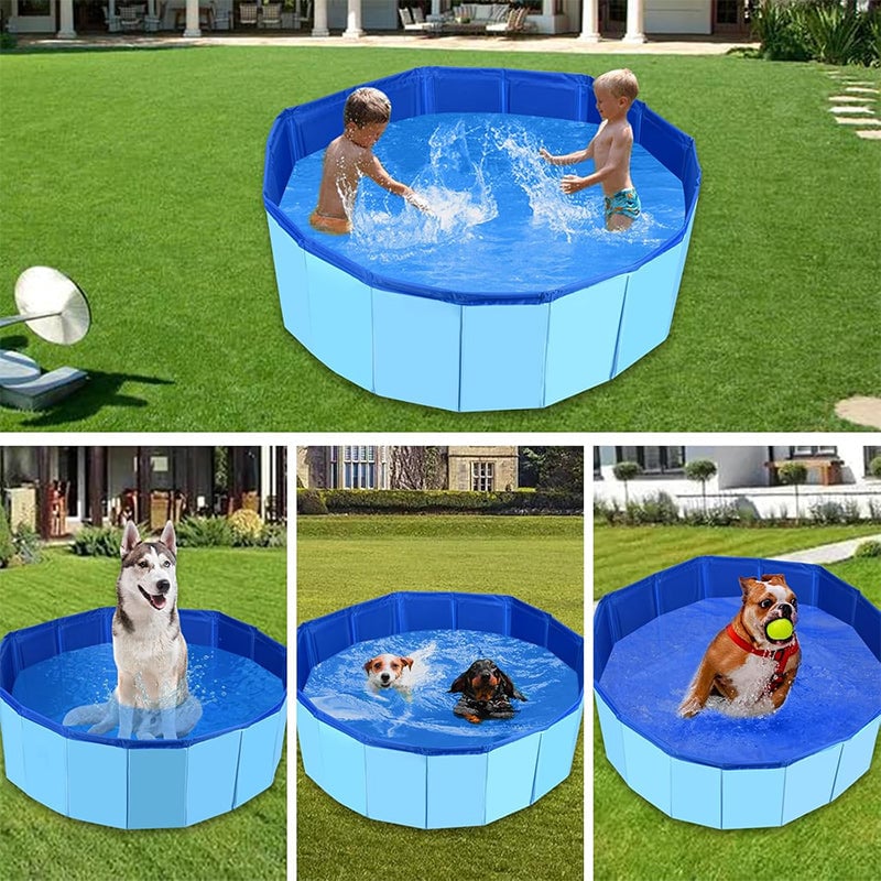 Folding pet pool with toys