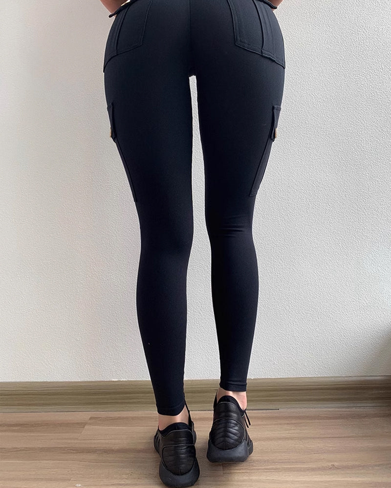 Pocket Design Butt Lifting Active Leggings