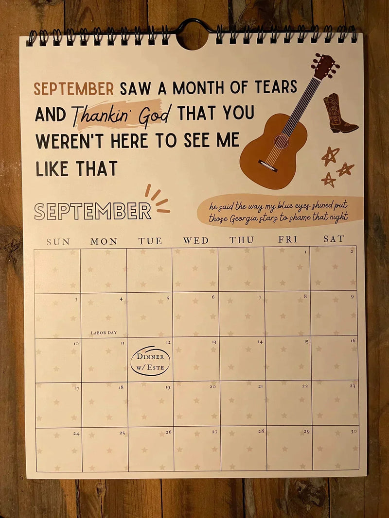 2025 TS Lyrics Calendar