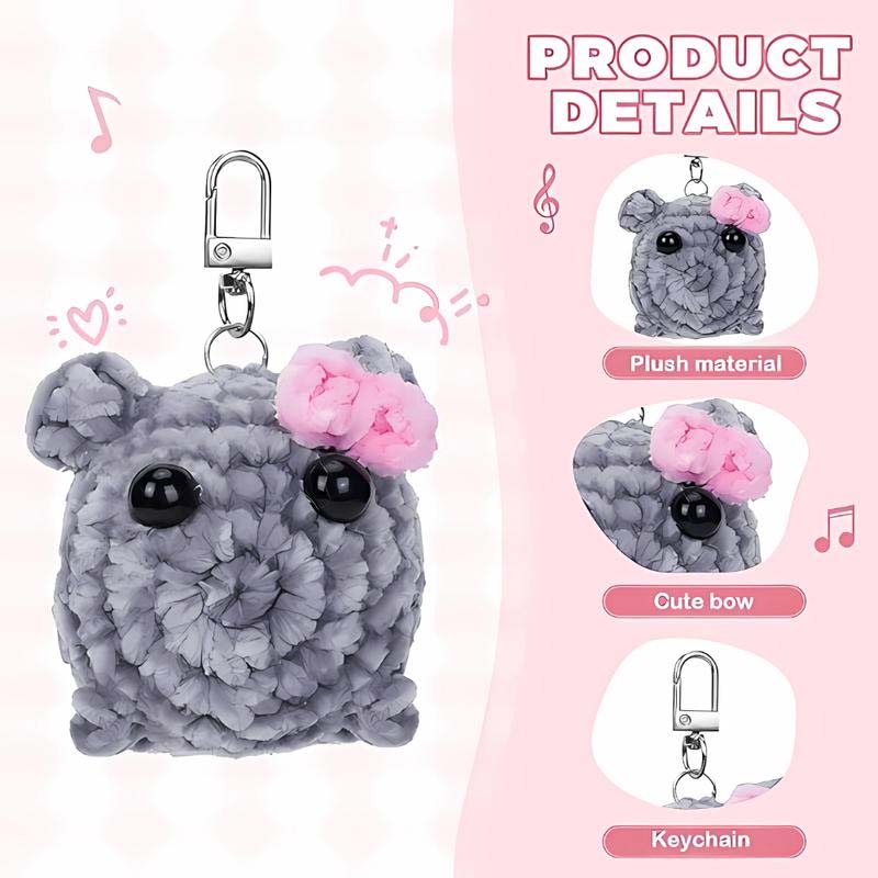 Cute Sad Crochet Hamster Keyring