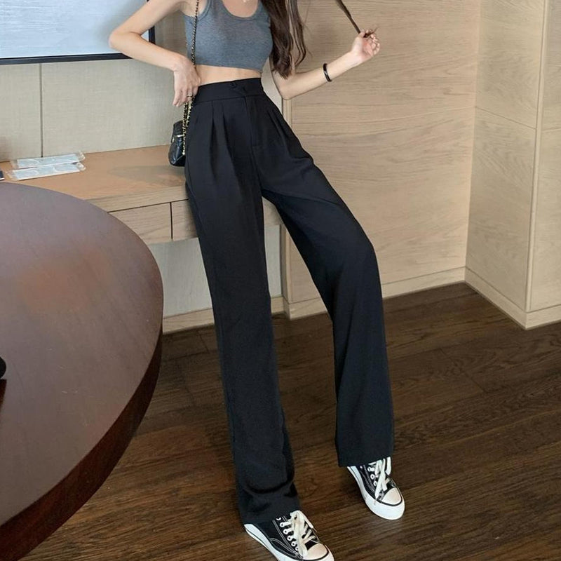 Figure-Flattering Versatile High-Waisted Wide Leg Trousers