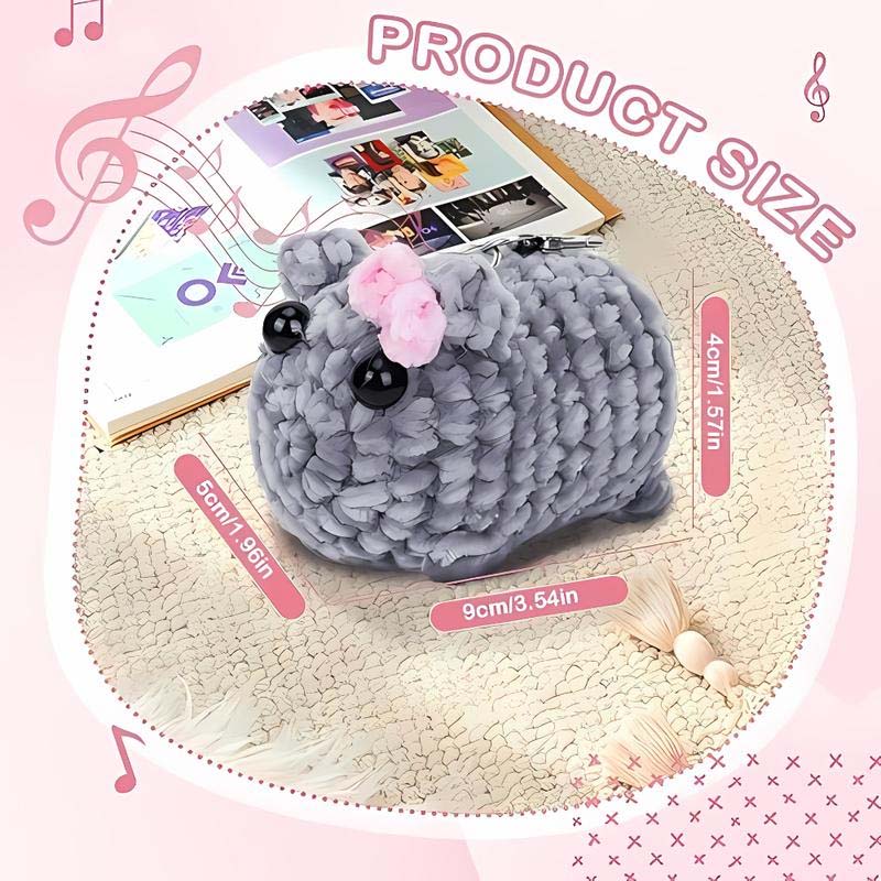 Cute Sad Crochet Hamster Keyring