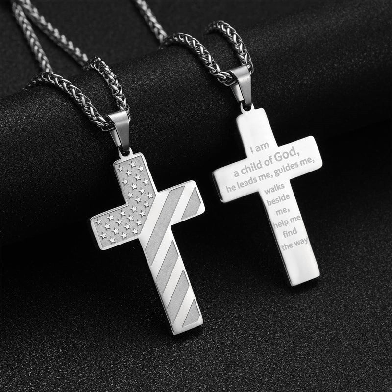 American Flag Cross Pendant Necklace