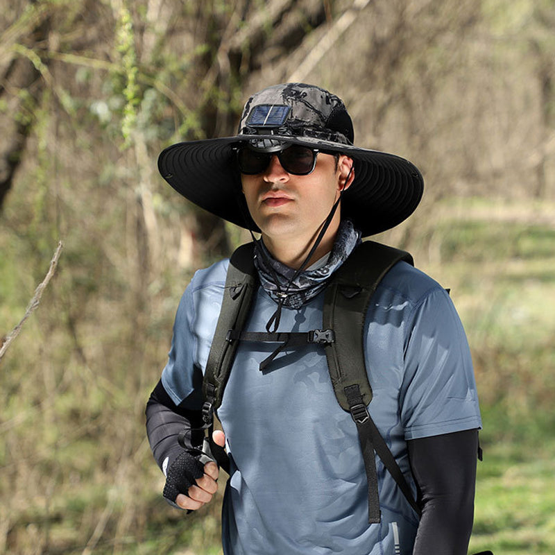 Solar & USB Charging Fan Outdoor Fishing Hat