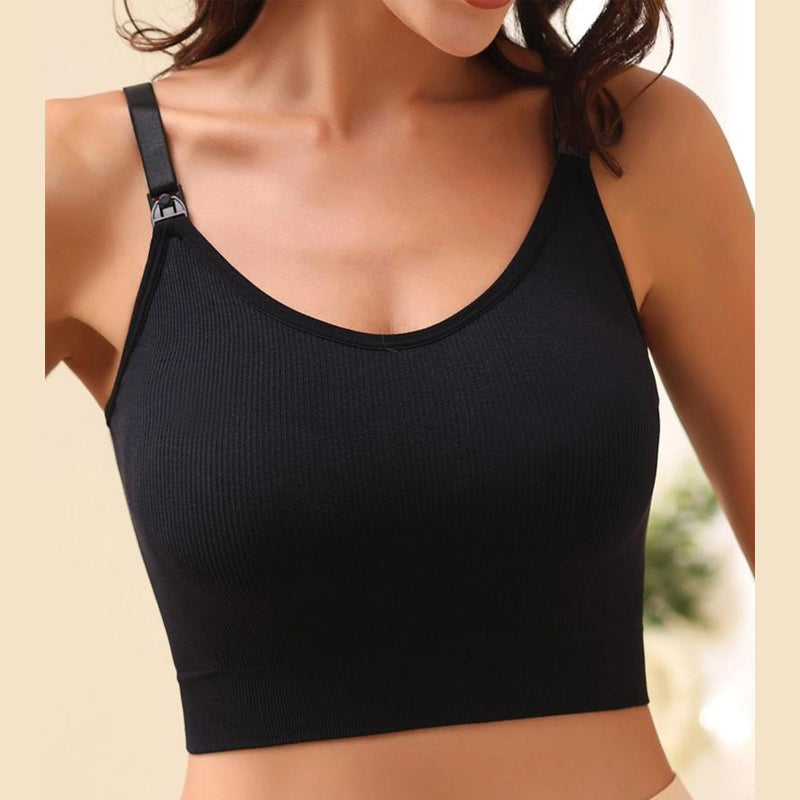 Solid Ribbed Adjustable Strap Wireless Bra