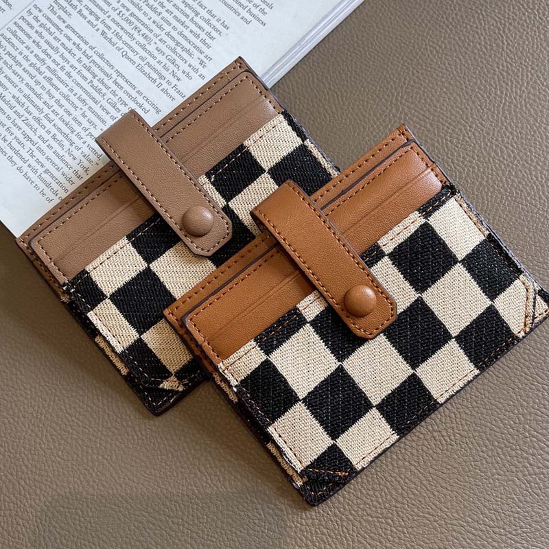 Women's Colorblock Plaid Pattern Compact Wallet