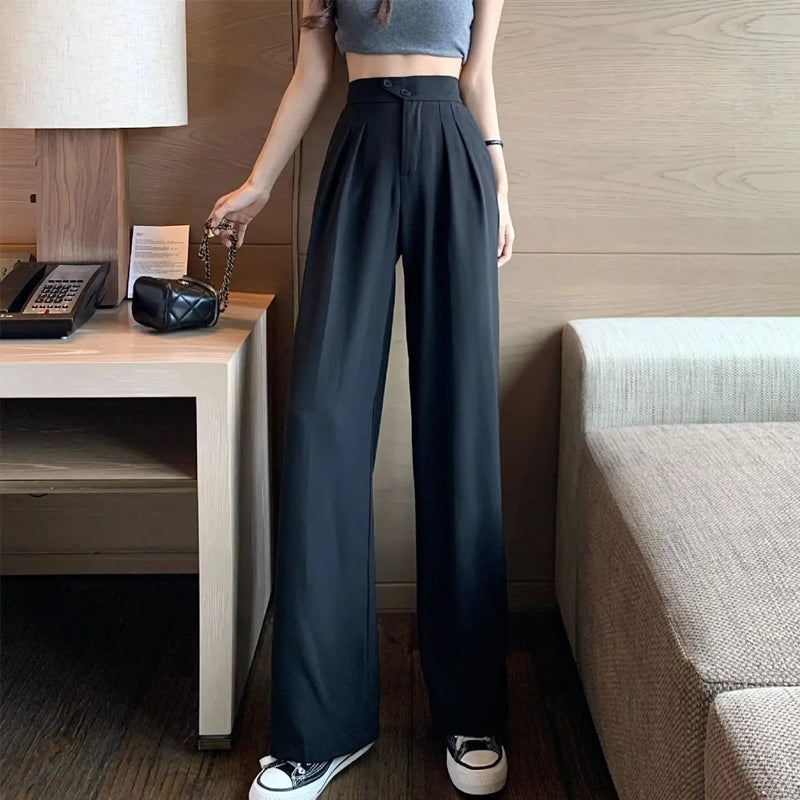 Figure-Flattering Versatile High-Waisted Wide Leg Trousers