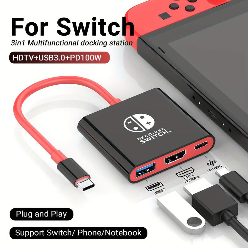 3-in-1 Nintendo Switch Dock with 4K HDMI Output