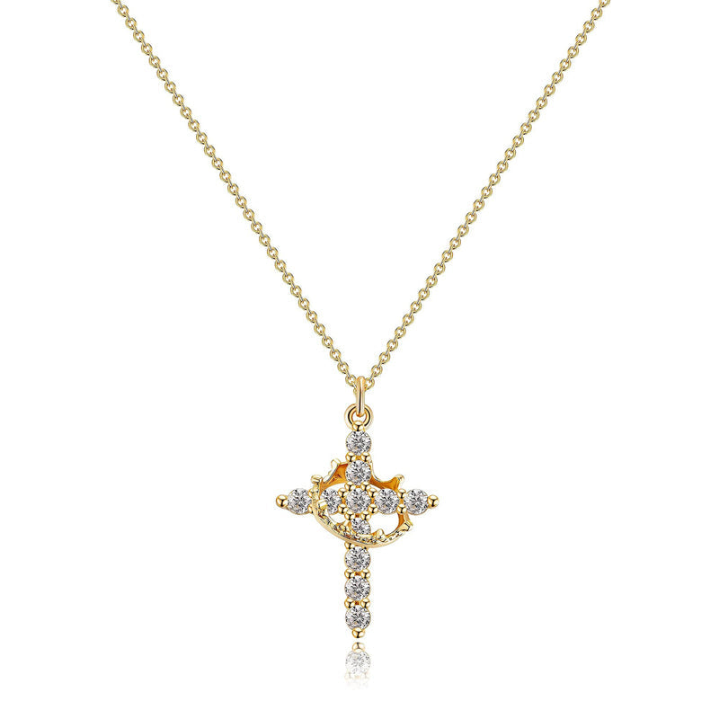 Crown & Cross Pendant Choker Necklace