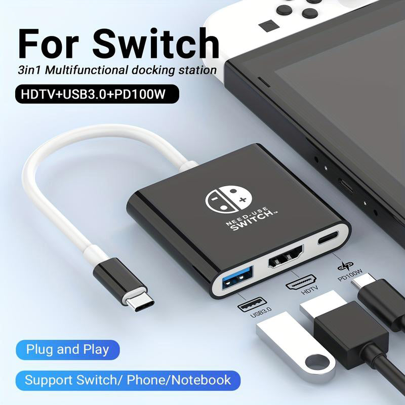 3-in-1 Nintendo Switch Dock with 4K HDMI Output