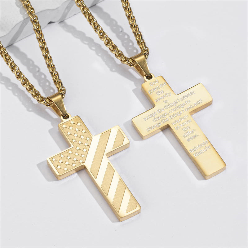 American Flag Cross Pendant Necklace