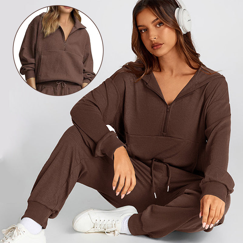 Long Sleeve Half Zip Pullover Sweatshirt Joggers Set