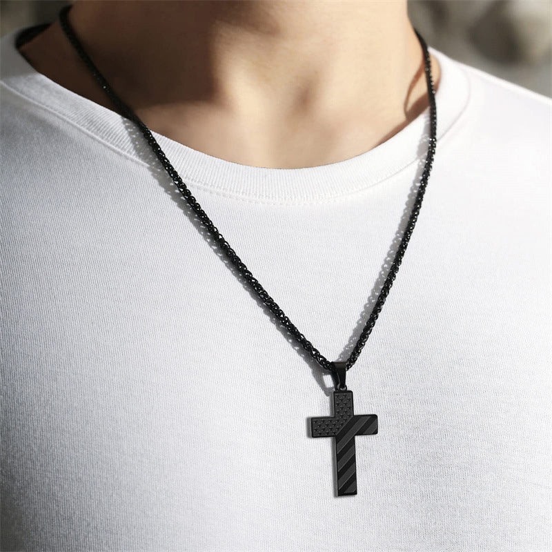 American Flag Cross Pendant Necklace