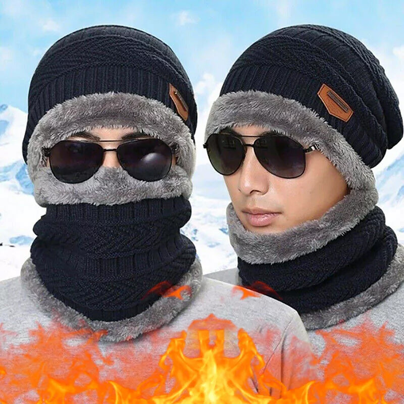 Men's and Women's Unisex Hat Neck Scarf Gloves 3 Piece Set