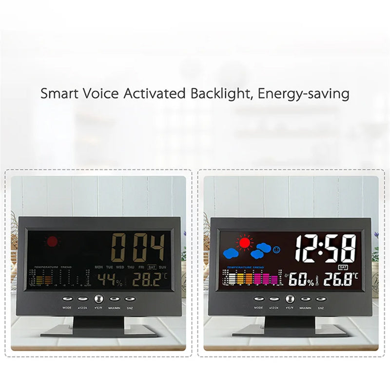 Digital LED Temperature Humidity Monitor Alarm Clock