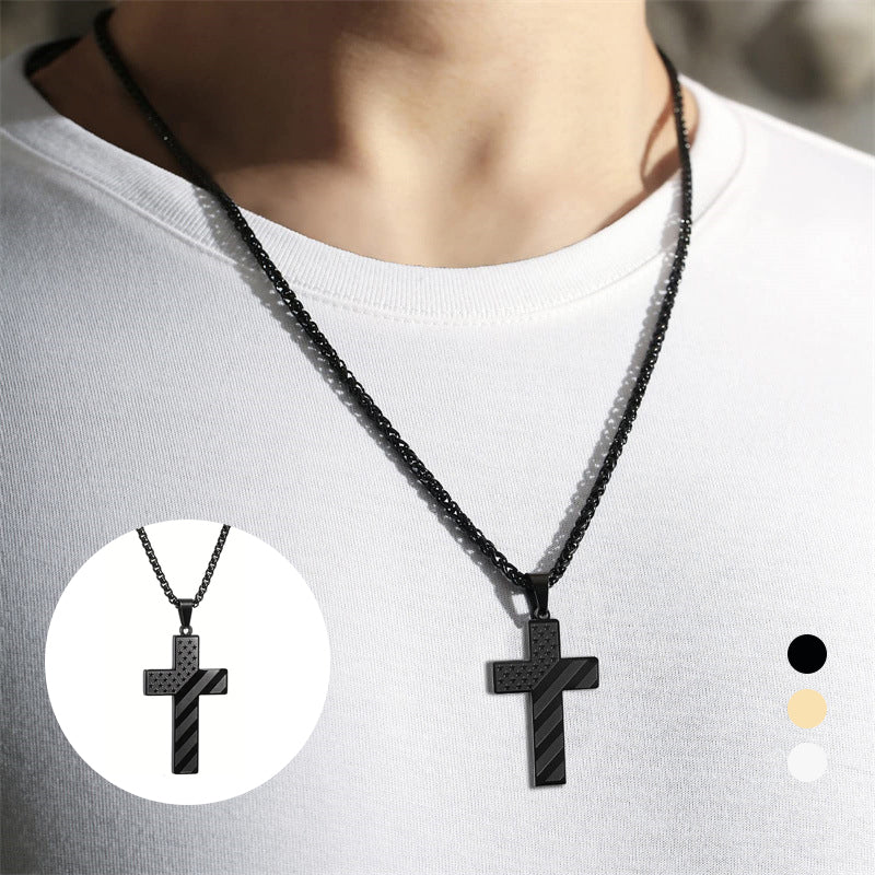 American Flag Cross Pendant Necklace