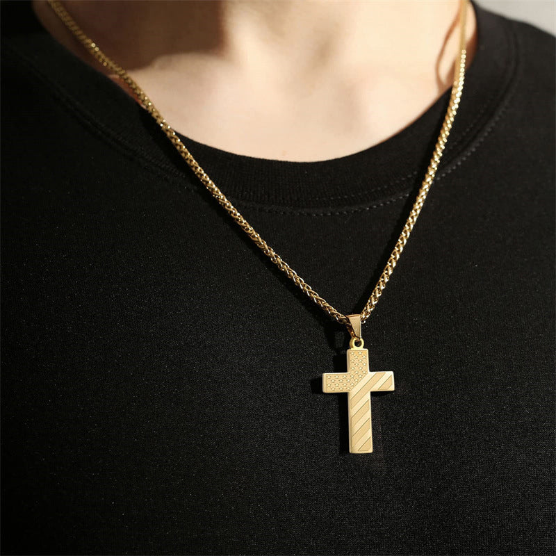 American Flag Cross Pendant Necklace