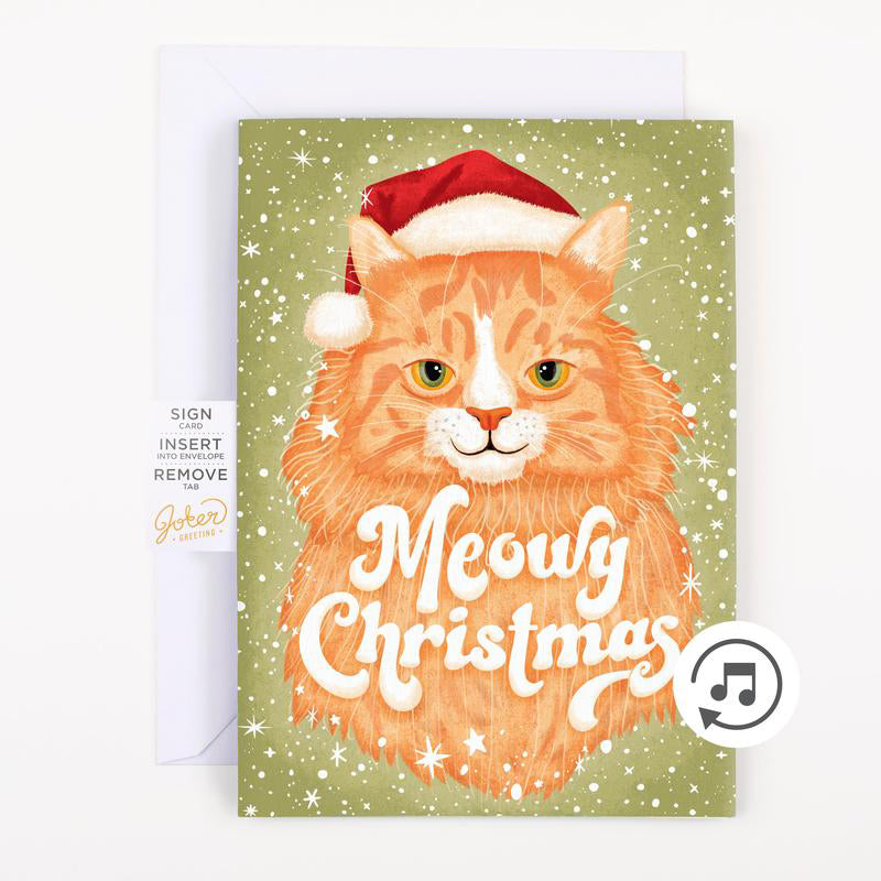 Endless Meowy Christmas Prank Card With Glitter