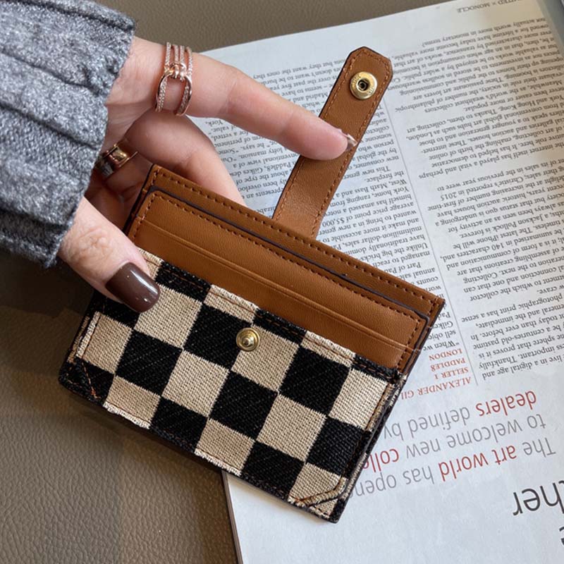 Women's Colorblock Plaid Pattern Compact Wallet