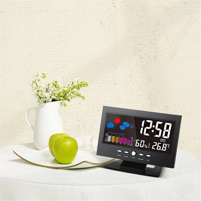 Digital LED Temperature Humidity Monitor Alarm Clock