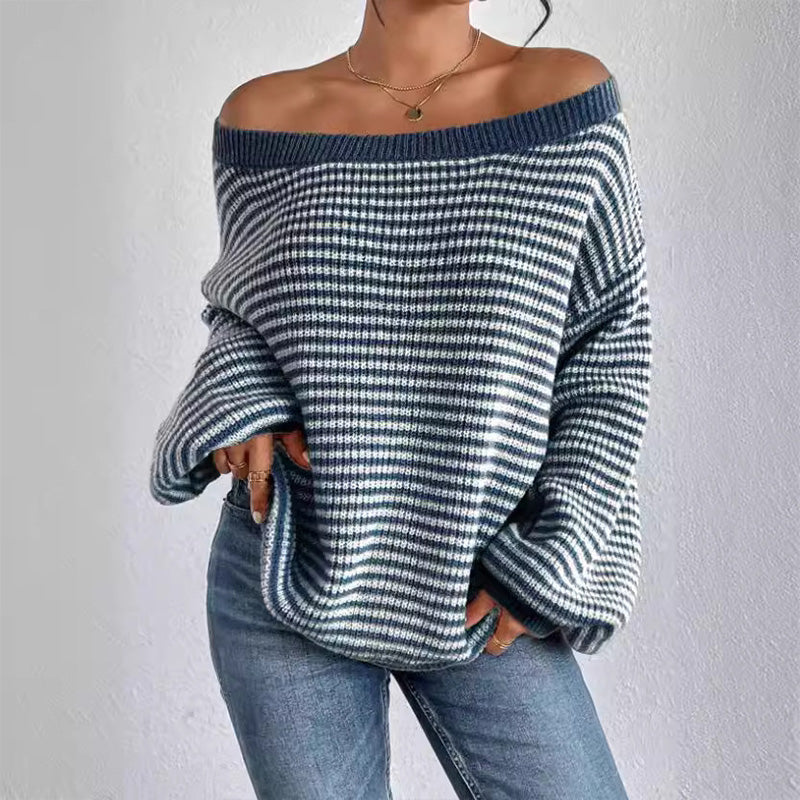 Women's Striped Drop Shoulder Sweater