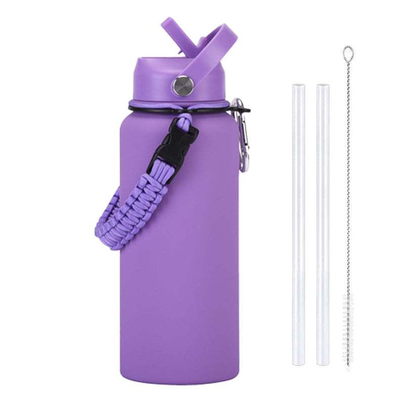 Large Capacity Insulated Mug with Braided Cord and Straw