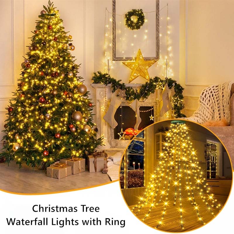 Christmas Tree Waterfall Lights with Ring