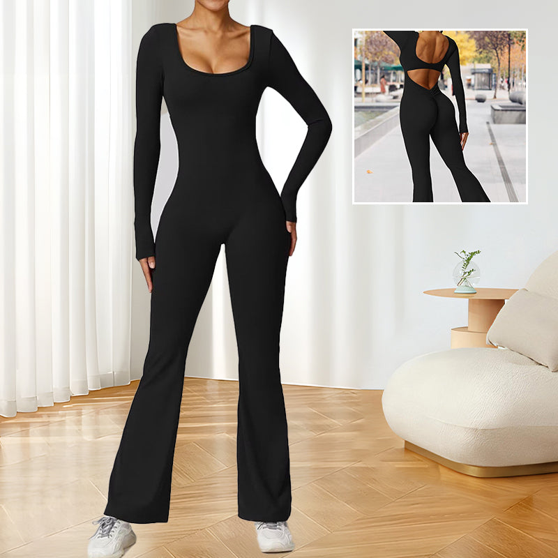 Women's Backless Ruched Sports Jumpsuit