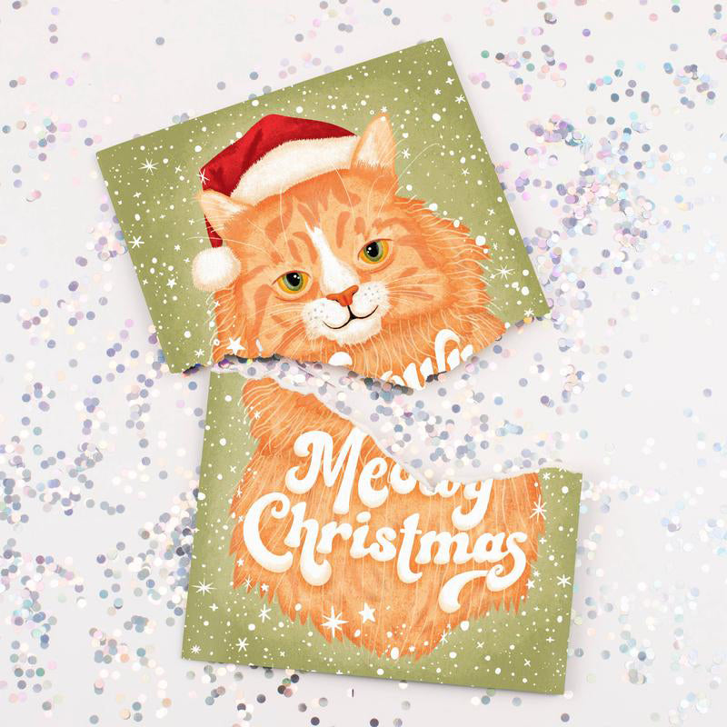 Endless Meowy Christmas Prank Card With Glitter