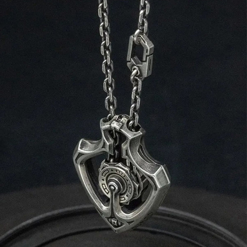 Mechanical Rotating Gear Pendant Necklace