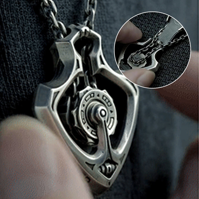 Mechanical Rotating Gear Pendant Necklace