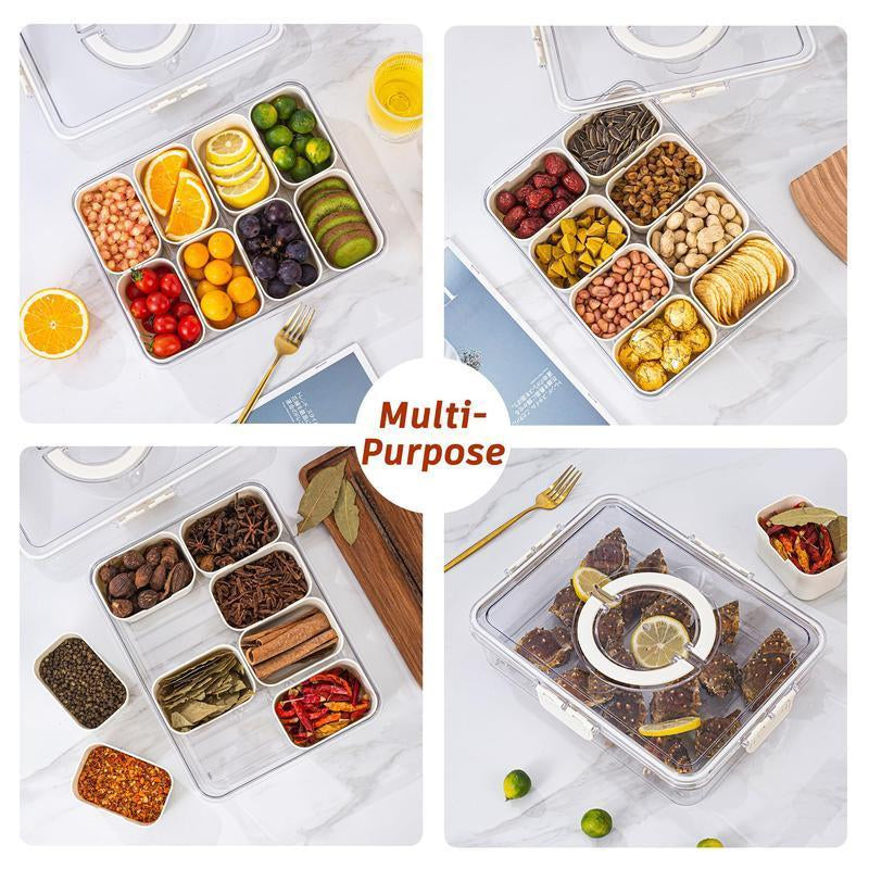 Multi-grid Clear Food Storage Box with Lid & Handle