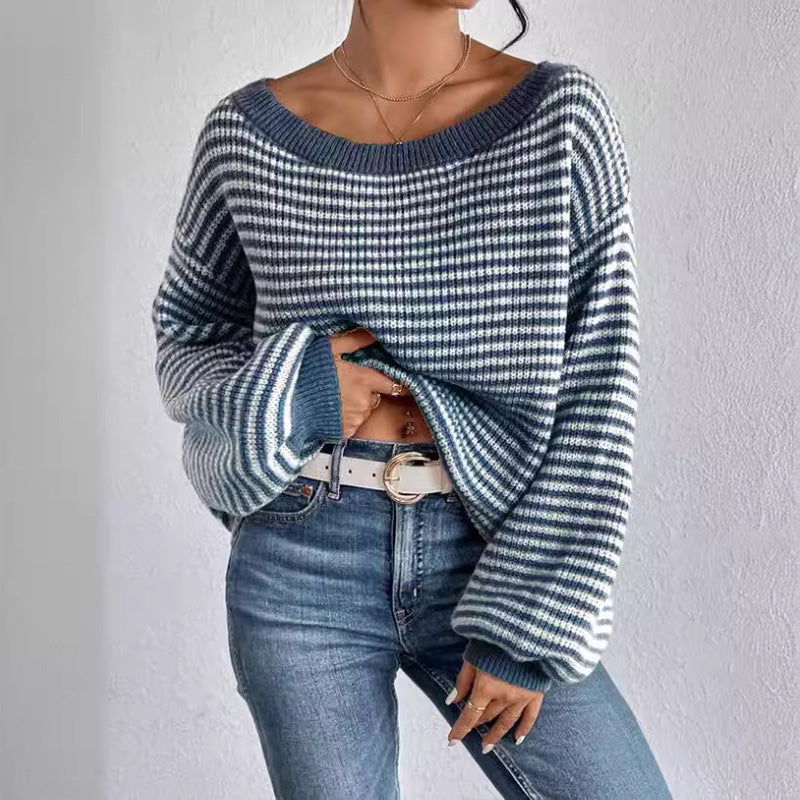 Women's Striped Drop Shoulder Sweater