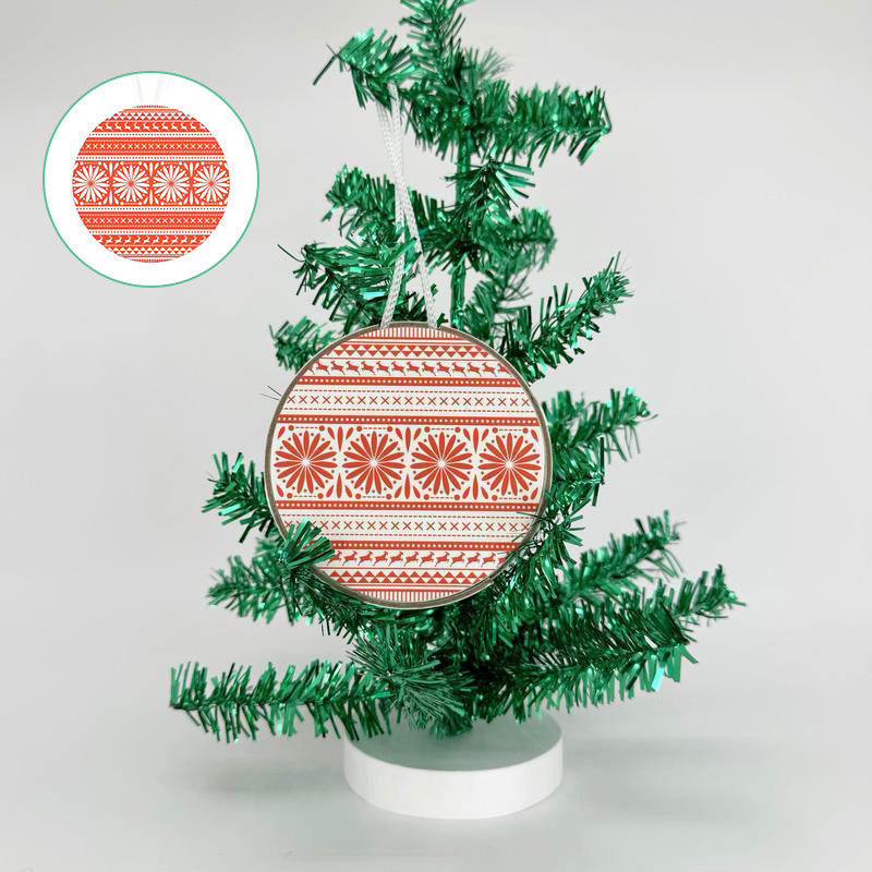 Round Christmas tree hanging sign with patterns