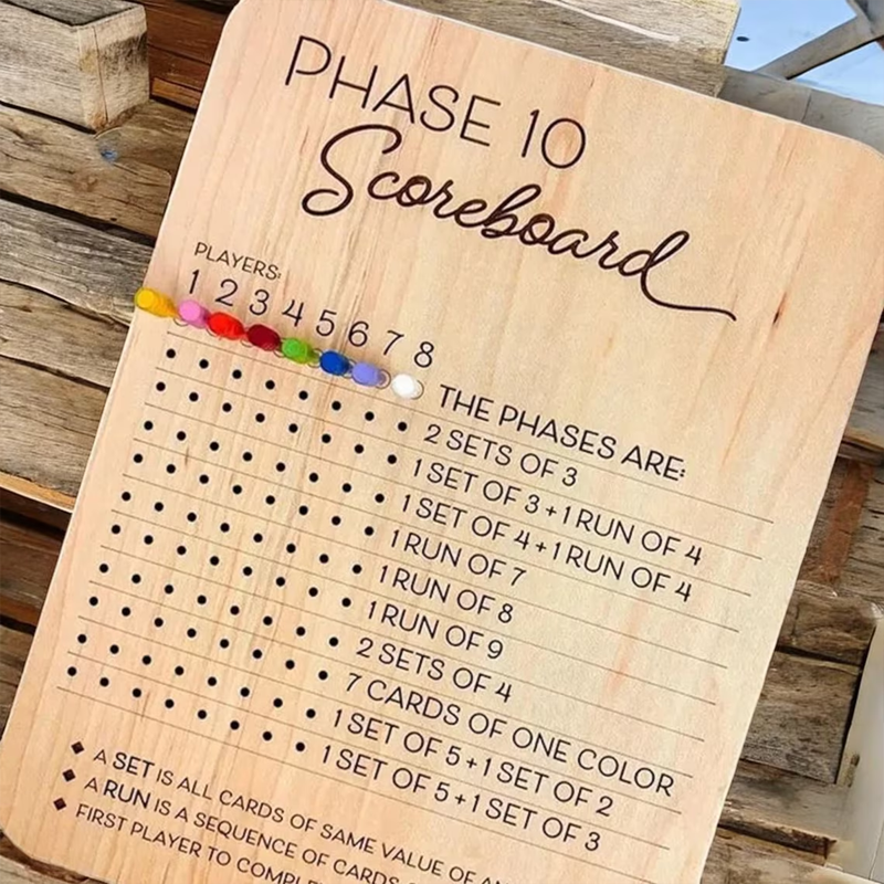 Wooden Phase 10 Score Board