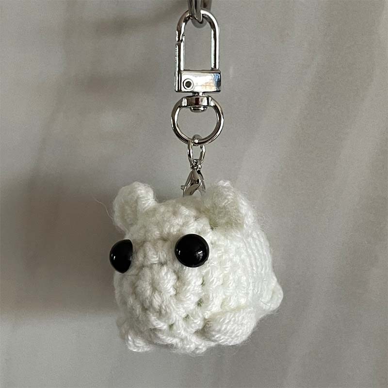 Cute Sad Crochet Hamster Keyring