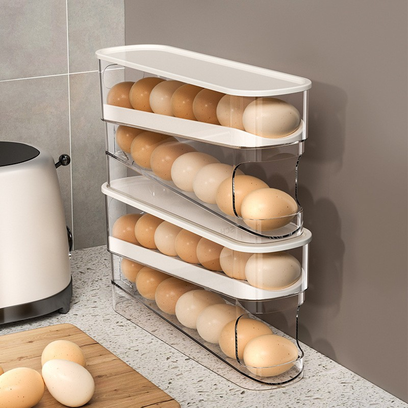 Space-Saving Clear Rolling Egg Storage Box