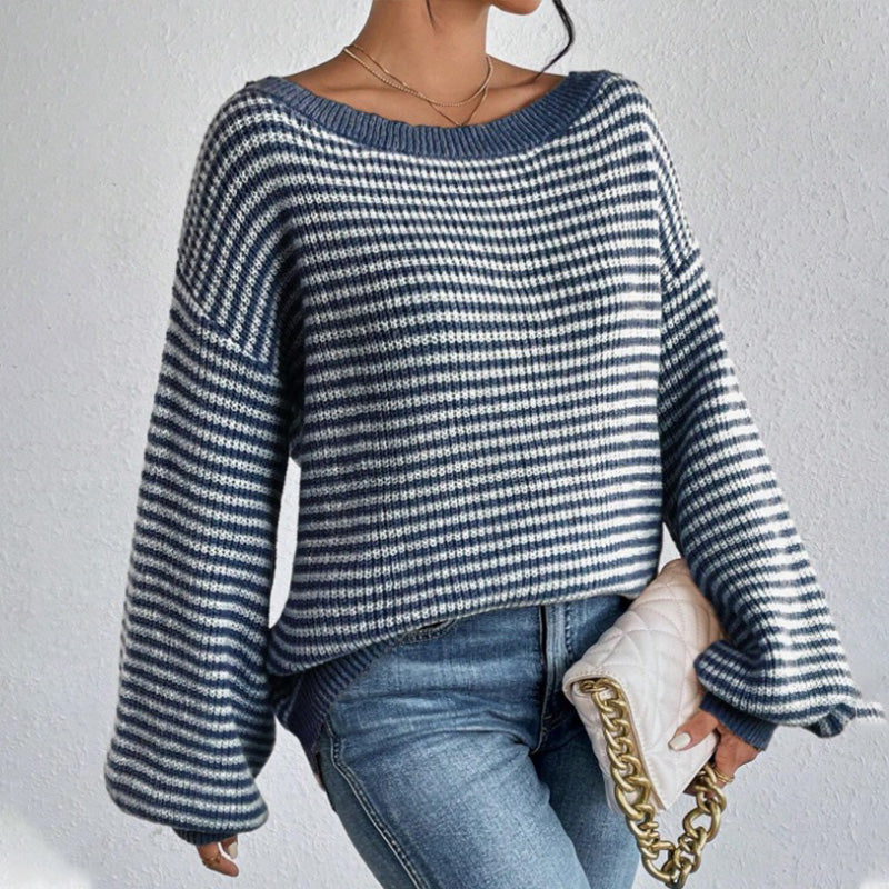 Women's Striped Drop Shoulder Sweater