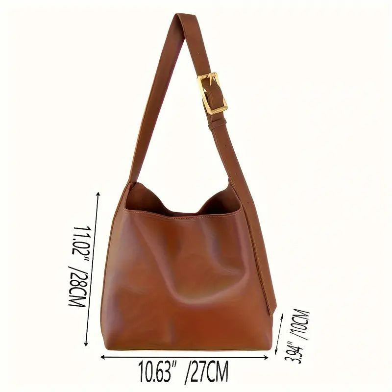 Women's Solid Color Tote Bag Two-piece Set