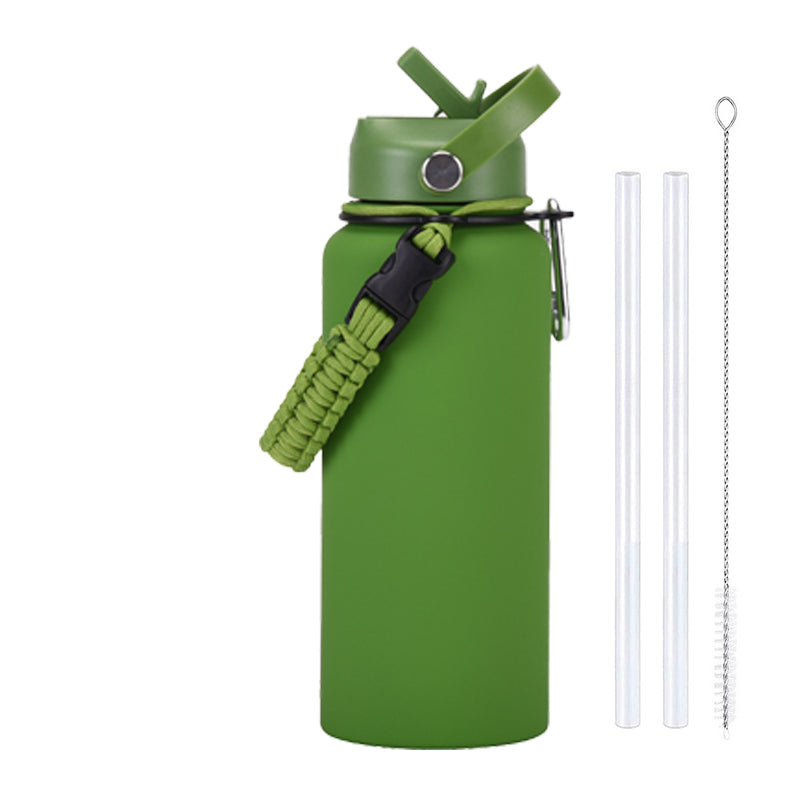 Large Capacity Insulated Mug with Braided Cord and Straw