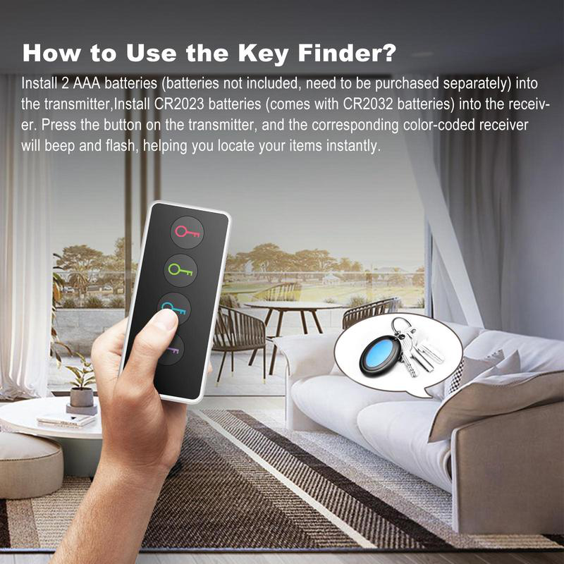 Wireless RFID Locator Key Finder With 4 Receiver & LED Flashlight Function