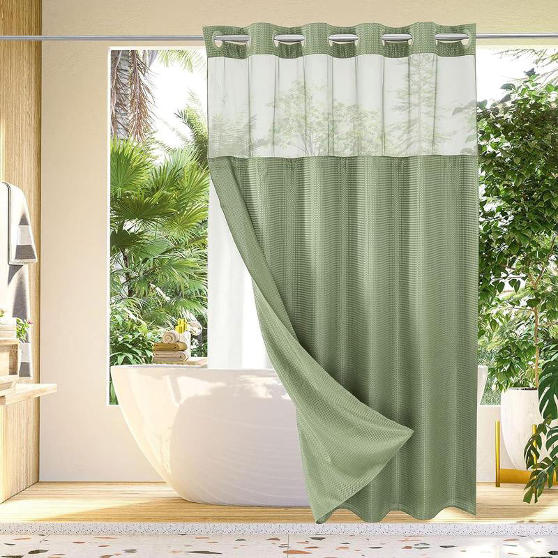 Waffle Pattern Double Layer Shower Curtain