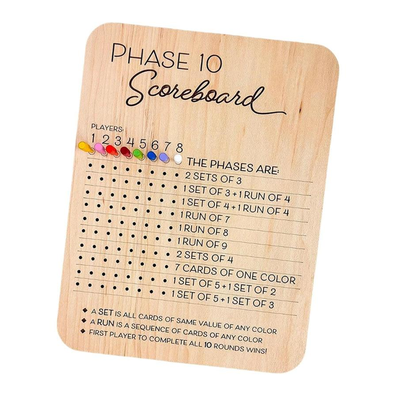 Wooden Phase 10 Score Board