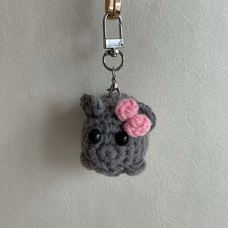 Cute Sad Crochet Hamster Keyring