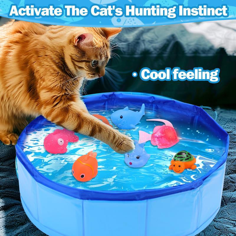 Folding pet pool with toys