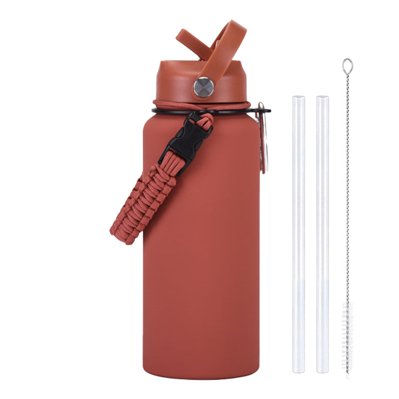 Large Capacity Insulated Mug with Braided Cord and Straw