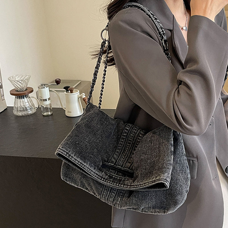 Women's Denim Chain Strap Crossbody Bag