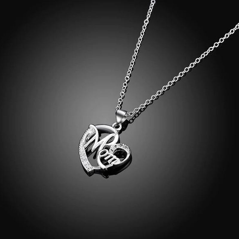 Love Heart Mom Charm Pendant Chain Necklace