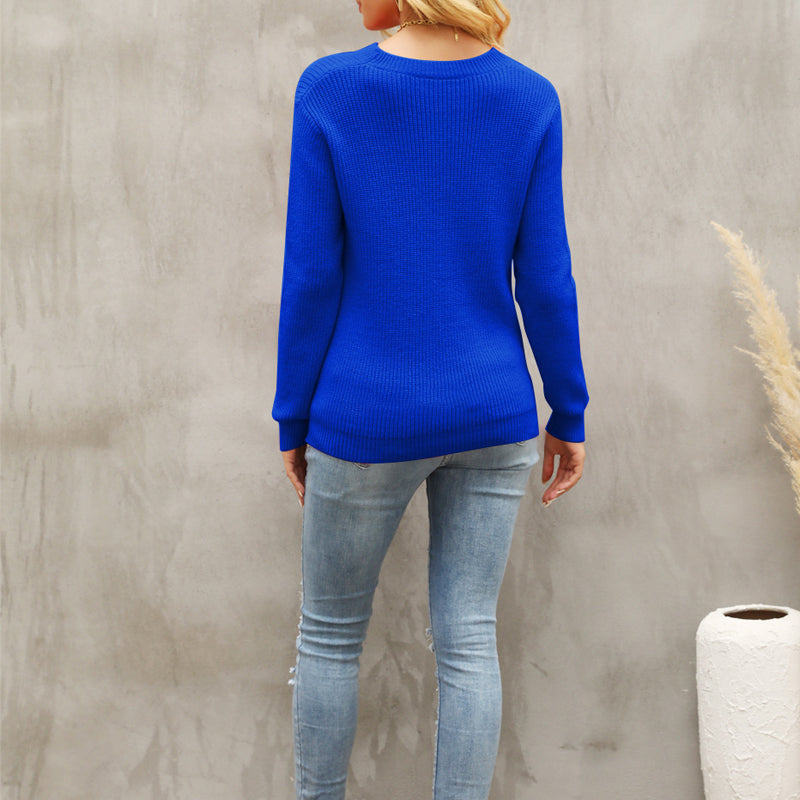 Women's Mock Neck Long Sleeves Knitting Sweater