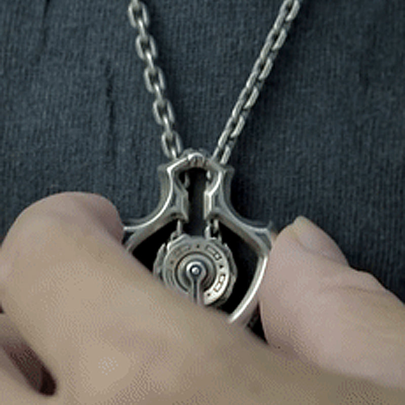 Mechanical Rotating Gear Pendant Necklace